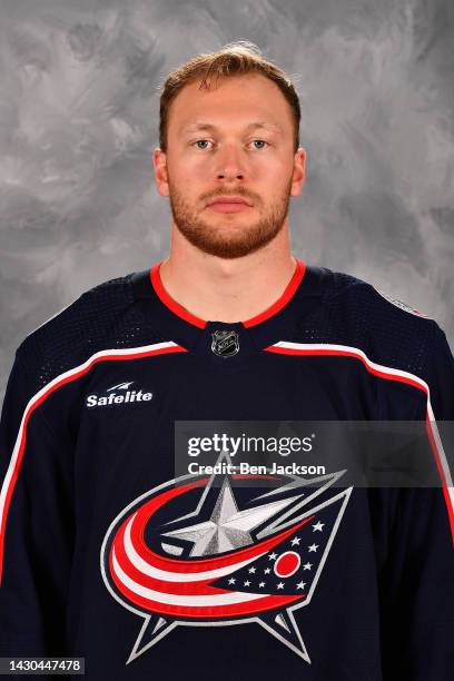 Mathieu Olivier of the Columbus Blue Jackets poses for his official headshot for the 2022-2023 season at Nationwide Arena on September 21, 2022 in...