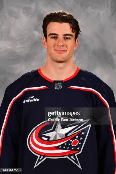 Tim Berni of the Columbus Blue Jackets poses for his official headshot for the 2022-2023 season at Nationwide Arena on September 21, 2022 in...