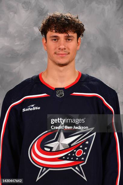 James Malatesta of the Columbus Blue Jackets poses for his official headshot for the 2022-2023 season at Nationwide Arena on September 21, 2022 in...