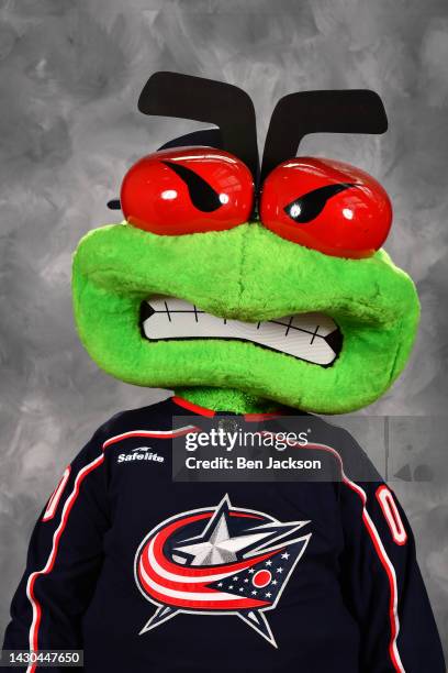 Columbus Blue Jackets mascot Stinger poses for his official headshot for the 2022-2023 season at Nationwide Arena on September 21, 2022 in Columbus,...