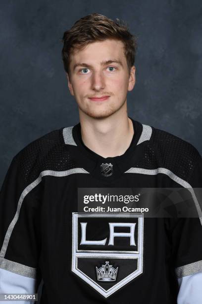 Jacob Moverare of the Los Angeles Kings poses for his official headshot for the 2022-2023 season on September 30, 2022 at the Toyota Sports...
