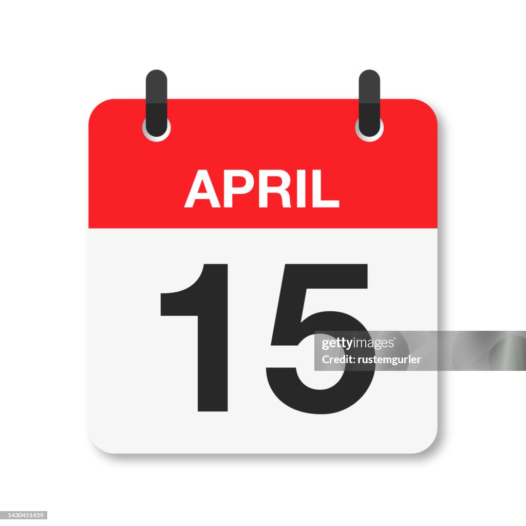 15. April - Tageskalendersymbol - Weißer Hintergrund