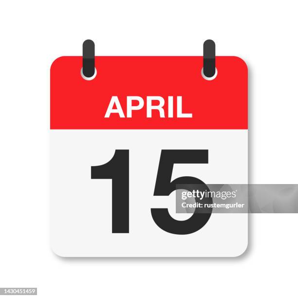 april 15 - daily calendar icon - white background - april stock illustrations