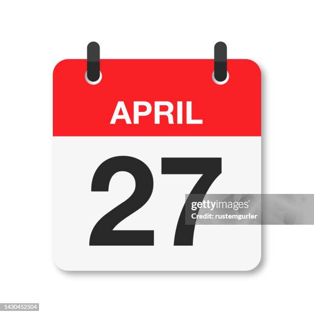april 27 - daily calendar icon - white background - number 27 stock illustrations