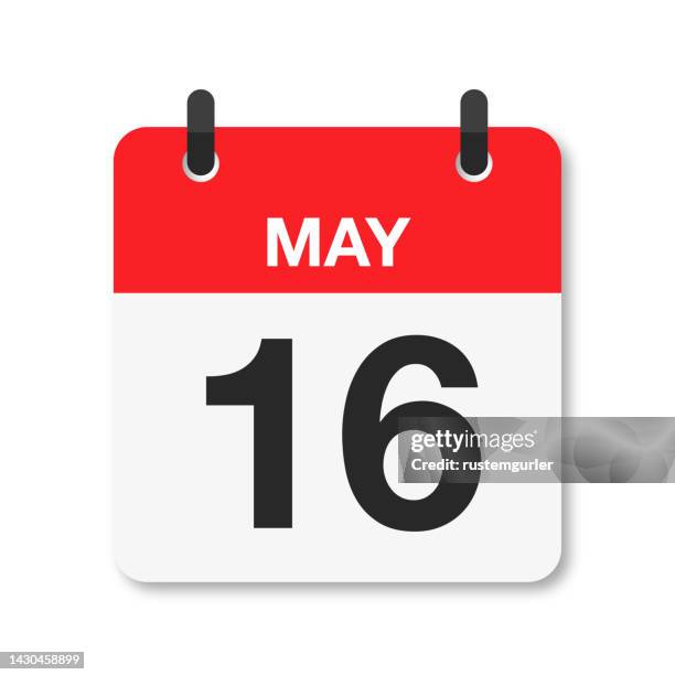 may 16 - daily calendar icon - white background - may 16 stock illustrations