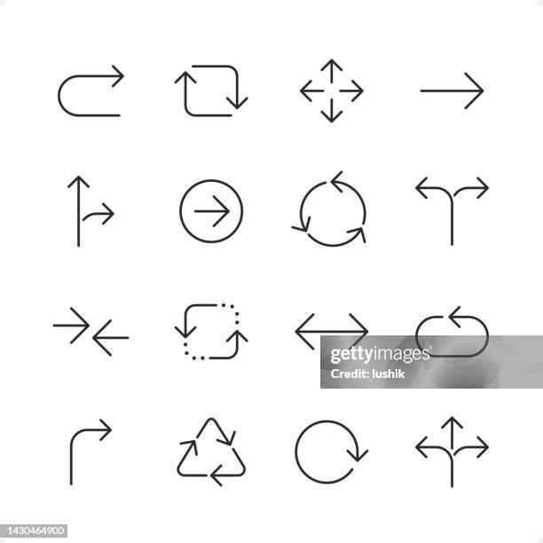 stockillustraties, clipart, cartoons en iconen met arrows - pixel perfect line icon set, editable stroke weight. - opposite direction