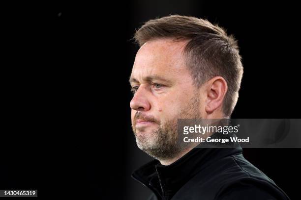 Michael Beale, Manager of Queens Park Rangers looks on prior to the Sky Bet Championship between Sheffield United and Queens Park Rangers at Bramall...
