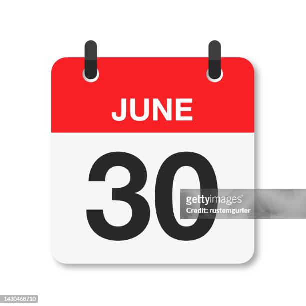 ilustraciones, imágenes clip art, dibujos animados e iconos de stock de 30 de junio - icono de calendario diario - fondo blanco - junio
