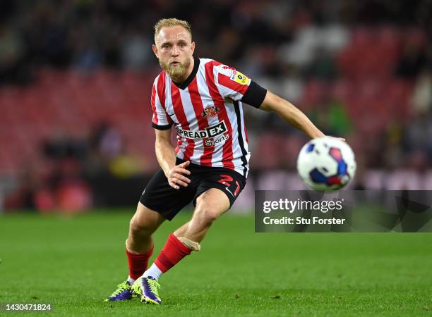 Sunderland player Alex Pritchard in action during the Sky Bet Championship between Sunderland and Blackpool at Stadium of Light on October 04, 2022...