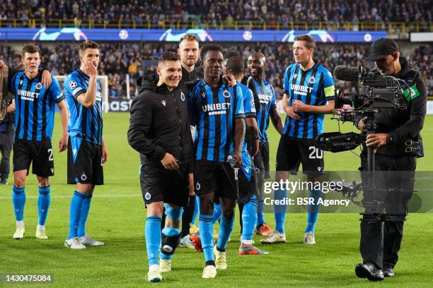 Ferran Jutgla of Club Brugge KV and Kamal Sowah of Club Brugge KV after the UEFA Champions League Group B match between Club Brugge KV and Atletico...