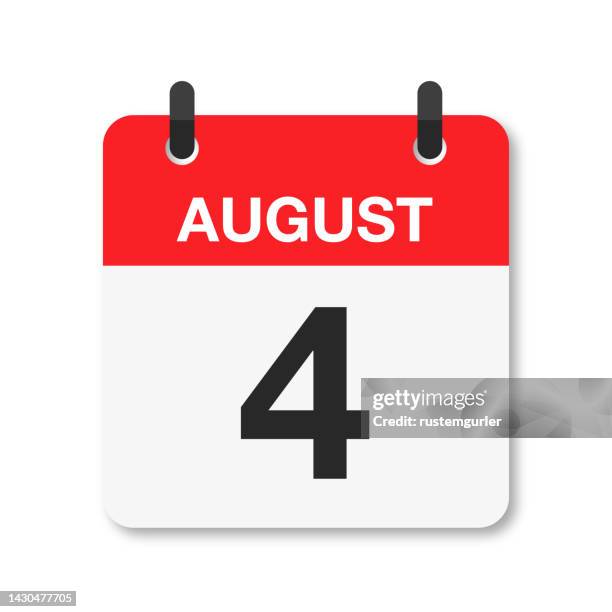 august 4 - daily calendar icon - white background - desk calendar stock illustrations