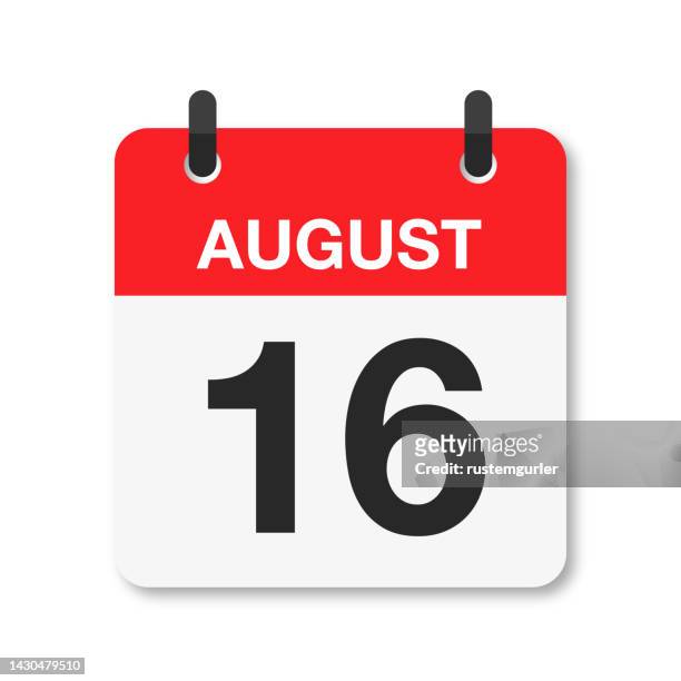 illustrations, cliparts, dessins animés et icônes de 16 août - icône du calendrier quotidien - fond blanc - 1 august