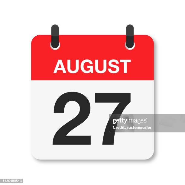 august 27 - daily calendar icon - white background - number 27 stock illustrations