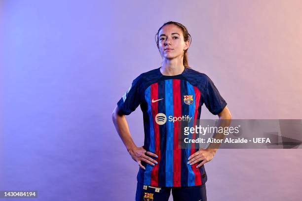 Aitana Bonmati of FC Barcelona poses for a photo during the FC Barcelona UEFA Women's Champions League Portrait session at Estadi Johan Cruyff on...