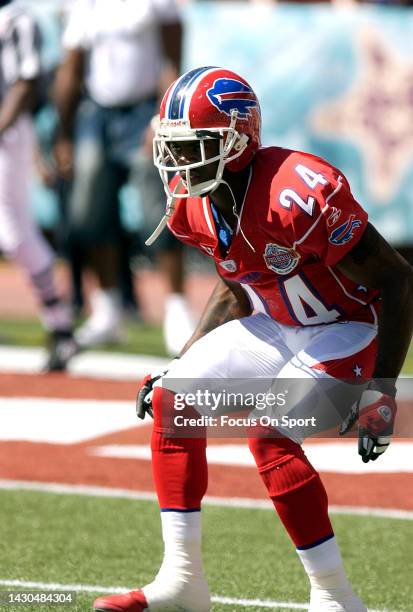 Terrence McGee of the AFC warms up during pregame warm ups prior to playing the NFC in the NFL Pro Bowl Game on February 13, 2005 at Aloha Stadium in...