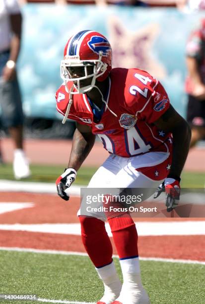 Terrence McGee of the AFC warms up during pregame warm ups prior to playing the NFC in the NFL Pro Bowl Game on February 13, 2005 at Aloha Stadium in...