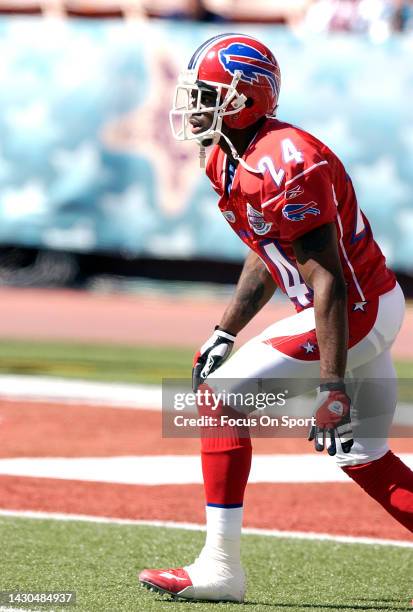 Terrence McGee of the AFC warms up during pregame warm ups prior to playing the NFC in the NFL Pro Bowl Game on February 13, 2005 at Aloha Stadium in...