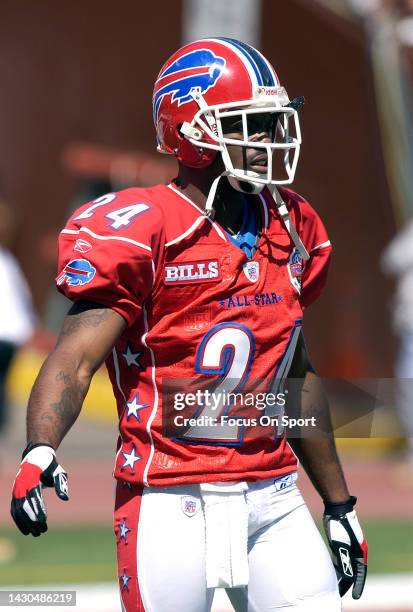 Terrence McGee of the AFC looks on during pregame warm ups prior to playing the NFC in the NFL Pro Bowl Game on February 13, 2005 at Aloha Stadium in...