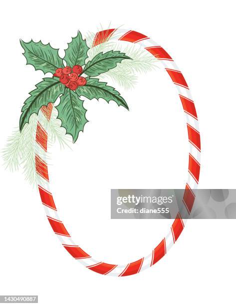 christmas candy cane frame with holiday decorations - candy cane background stock illustrations
