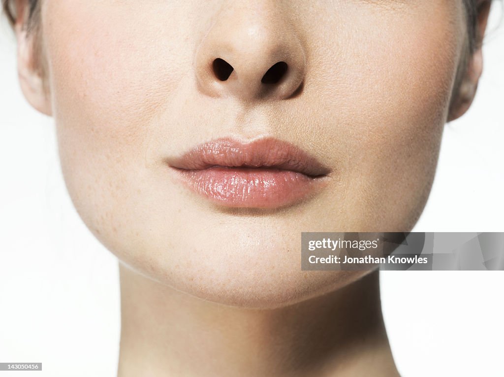 Female beauty, close up on lips, natural