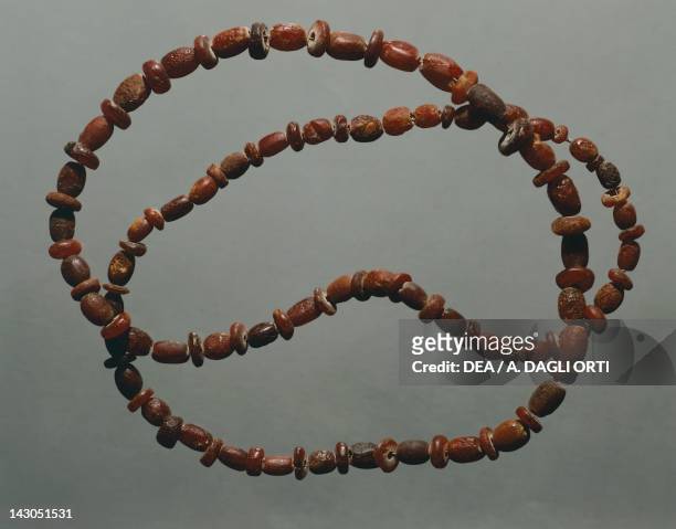 Amber necklace from San Canzian d'Isonzo, Friuli-Venezia Giulia, Italy. San Canzian Civilization, 5th-4th Century BC. Trieste, Museo Di Storia E Arte...