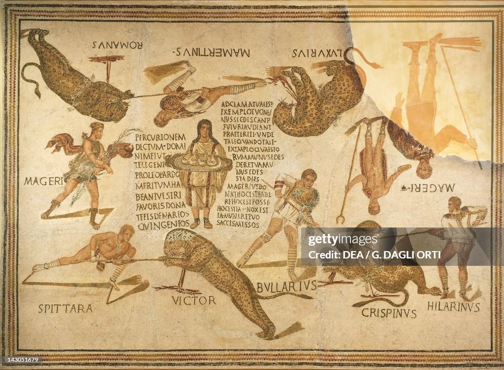 Mosaic depicting the games in the amphitheater