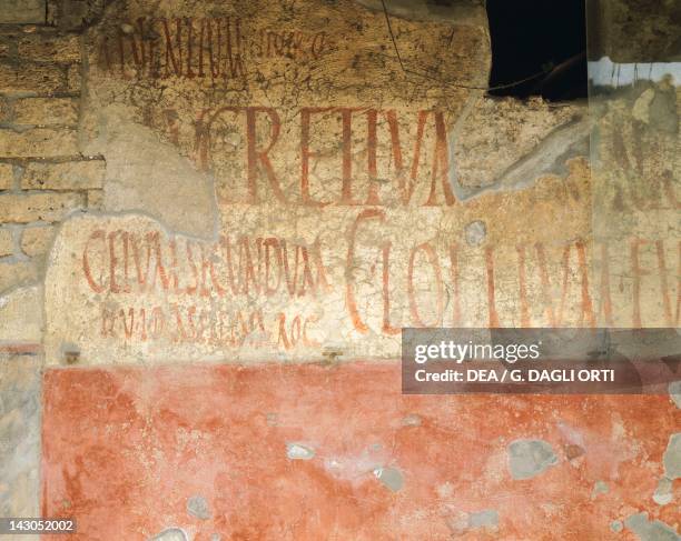 Writing on the walls of Via dell'Abbondanza, Pompeii , Campania. Roman, first century.