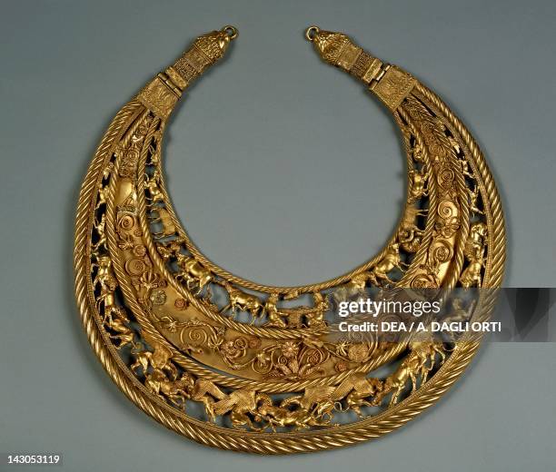 Gold pectoral, from the Dnepropetrovsk Region, Ukraine. Scythian Civilization, 4th Century BC. Kiev, Istituto Di Archeologia Dell'Accademia Nazionale...