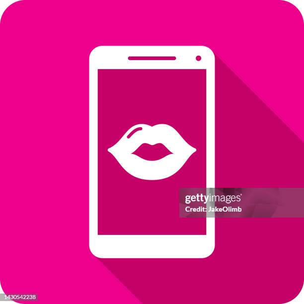 lips smartphone icon silhouette 2 - makeup application stock illustrations