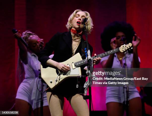 St. Vincent opens up for Roxy Music as she performs with her band at the Chase Center in San Francisco, Calif., on Monday, Sept. 26, 2022.