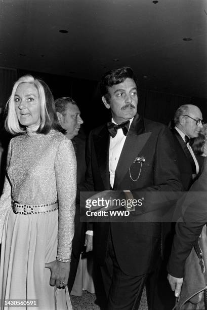 Marylou Connors and Mike Connors attend an Academy of Television Arts and Sciences dinner at the Hilton Hotel in New York City on April 18, 1975.