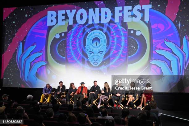 Clive Barker, David Bruckner, Director, Odessa A'zion, Adam Faison, Drew Starkey, Jamie Clayton, Jason Liles, Selina Lo, and Yinka Olorunnife speak...