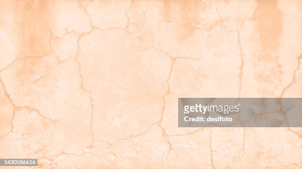 empty blank bright light brown or beige coloured scratched cracked grunge textured weathered rustic vector backgrounds with subtle wall texture and an all over pattern or design of abstract cracks like peeling plaster - ruined stock illustrations