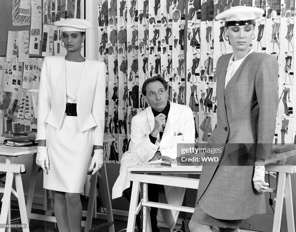 Abohan Design Portrait of designer Marc Bohan with models in Dior's design studio ...