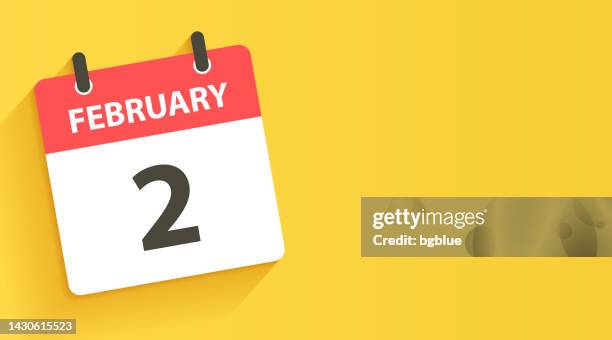 2. februar - daily calendar icon im flat design style - february stock-grafiken, -clipart, -cartoons und -symbole