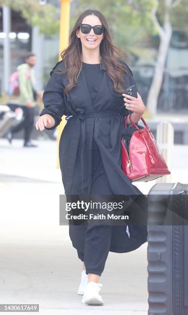 Ricki Lee Coulter is seen arriving at Perth Airport on October 5, 2022 in Perth, Australia.