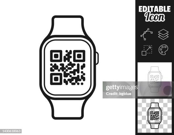 smartwatch with qr code. icon for design. easily editable - reading label stock illustrations