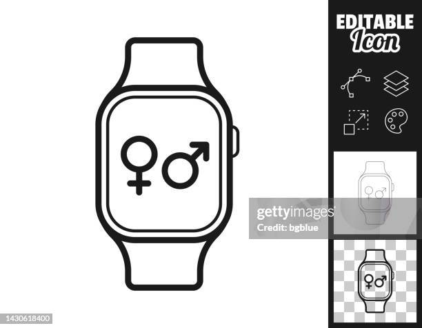 stockillustraties, clipart, cartoons en iconen met smartwatch with gender symbols. icon for design. easily editable - smartwatch