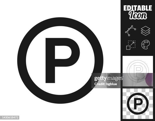 sound recording copyright. icon for design. easily editable - letter p stock illustrations