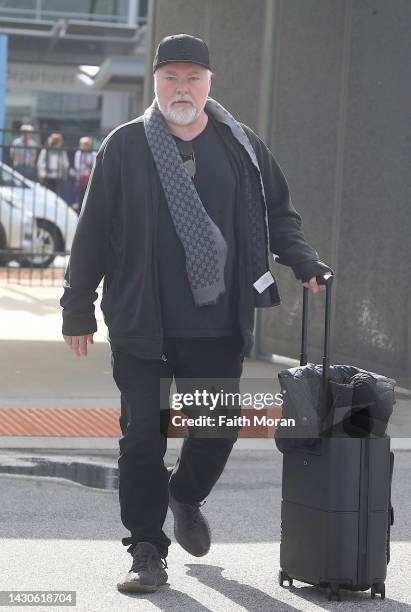 Kyle Sandilands is seen arriving at Perth Airport on October 5, 2022 in Perth, Australia.