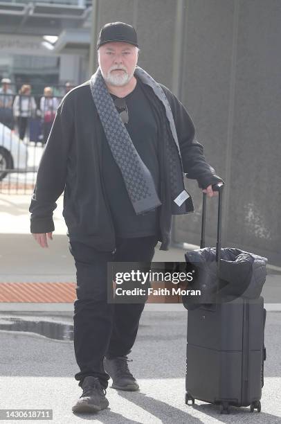 Kyle Sandilands is seen arriving at Perth Airport on October 5, 2022 in Perth, Australia.