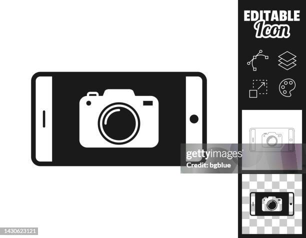 smartphone with camera. icon for design. easily editable - photo messaging 幅插畫檔、美工圖案、卡通及圖標