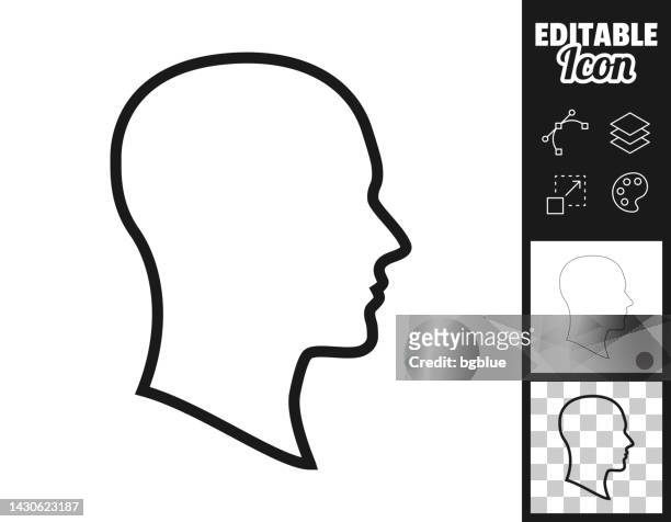 ilustraciones, imágenes clip art, dibujos animados e iconos de stock de perfil de la cabeza. icono para el diseño. fácilmente editable - cabeza humana