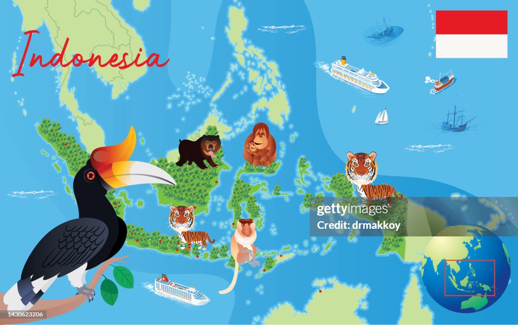 Cartoon Map of Indonesia