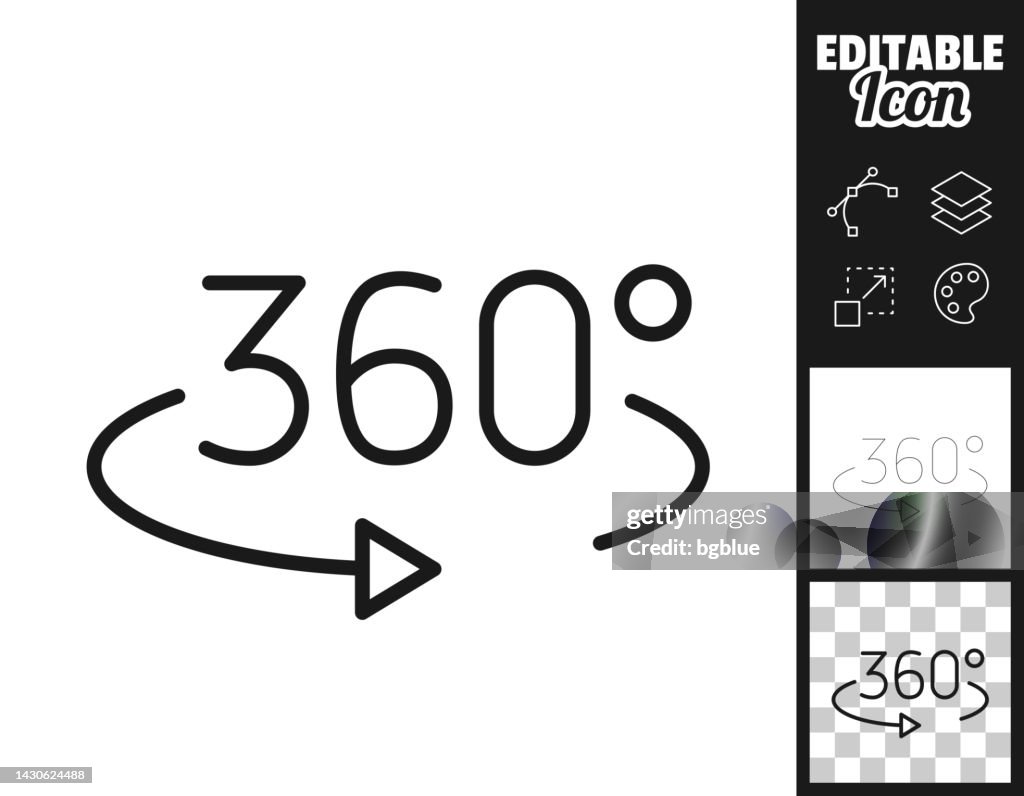 360 degree rotation. Icon for design. Easily editable