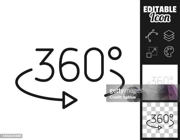 360 degree rotation. icon for design. easily editable - virtual reality stock illustrations
