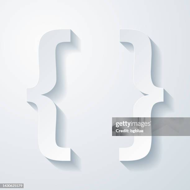 brackets symbol. icon with paper cut effect on blank background - algebra vector stock illustrations