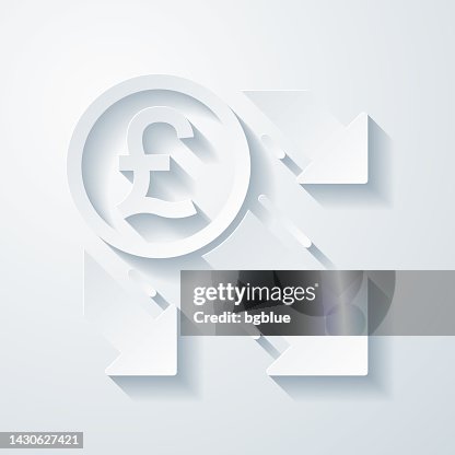 Pound decrease. Icon with paper cut effect on blank background Pound decrease. Icon with paper cut effect on blank background