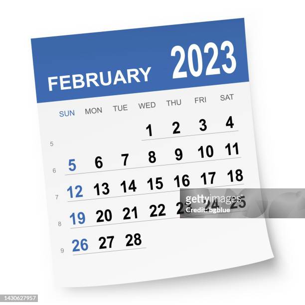 february 2023 calendar - february 1 stock illustrations