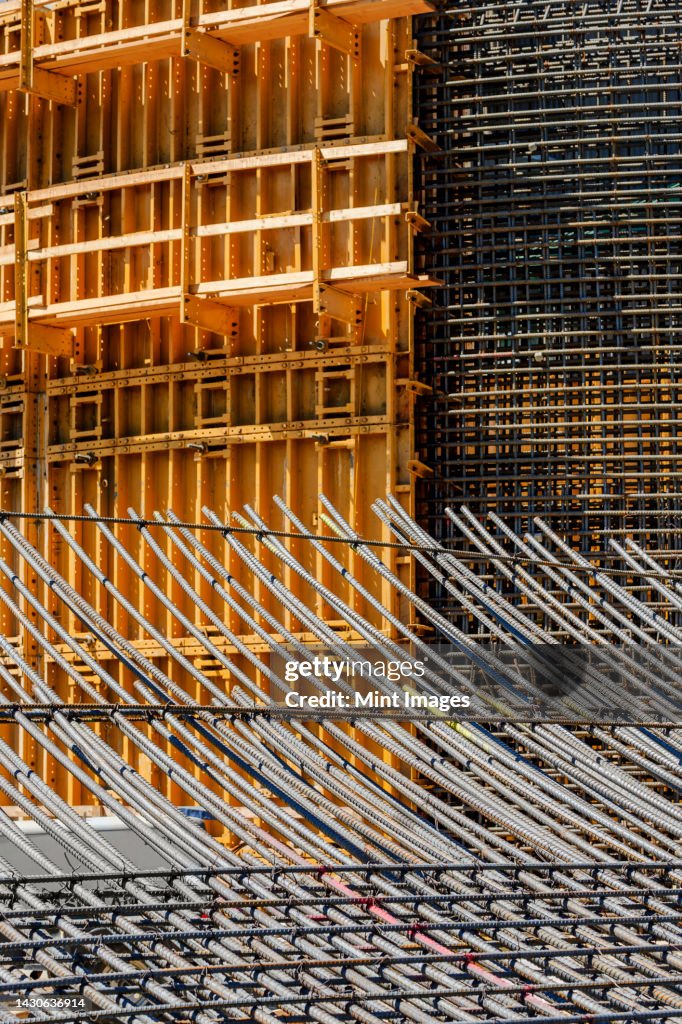 High Rise Column Rebar The Exterior Of A Construction Site A High Rise Building Rebar Concrete ...